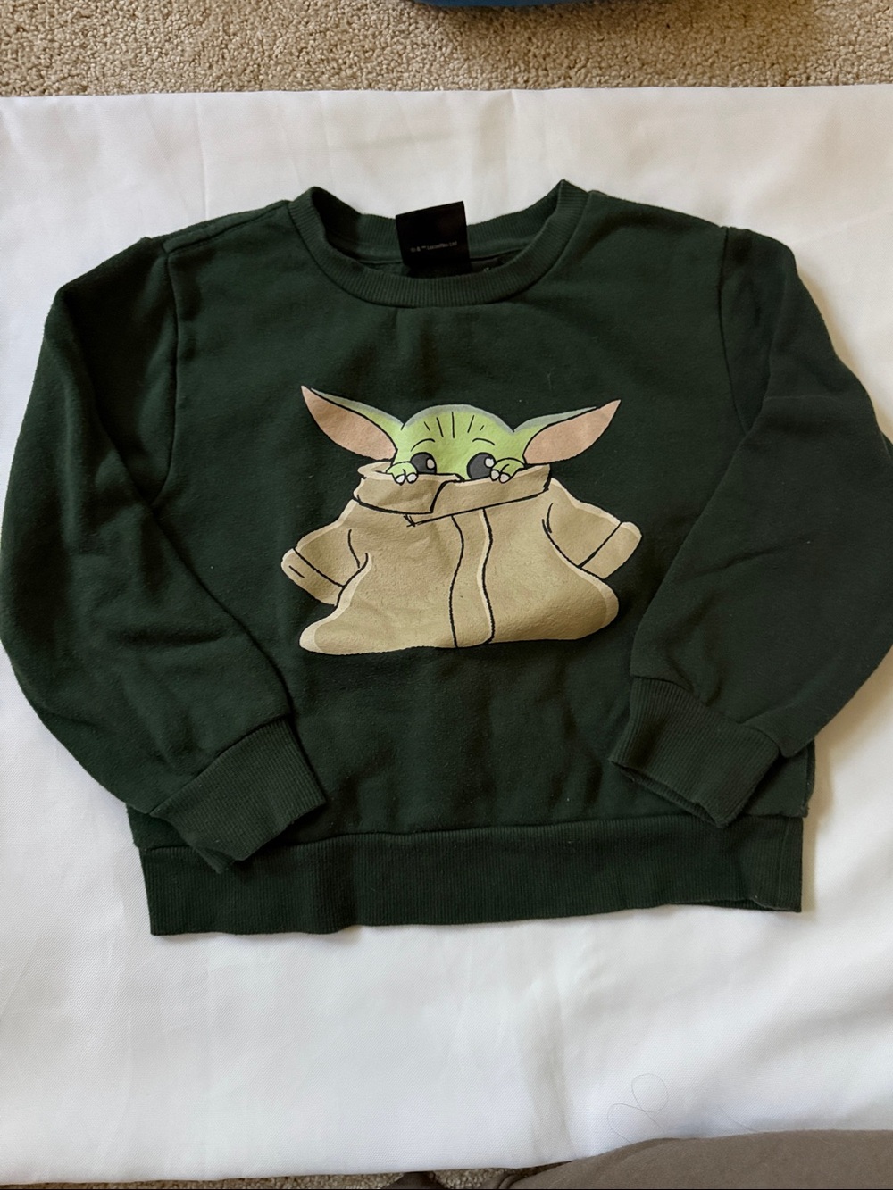 Star Wars Dark Green Kids Sweatshirt with Grogu Front Graphic